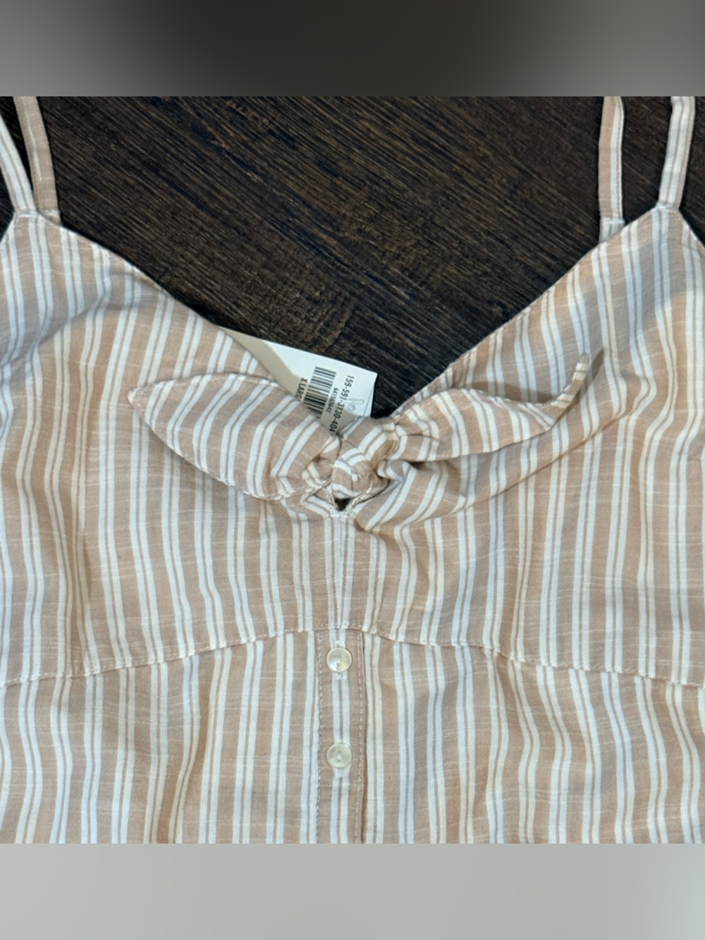 Abercrombie & Fitch Beige and White Striped cotton dress with pockets XL NWT - Picture 2 of 9